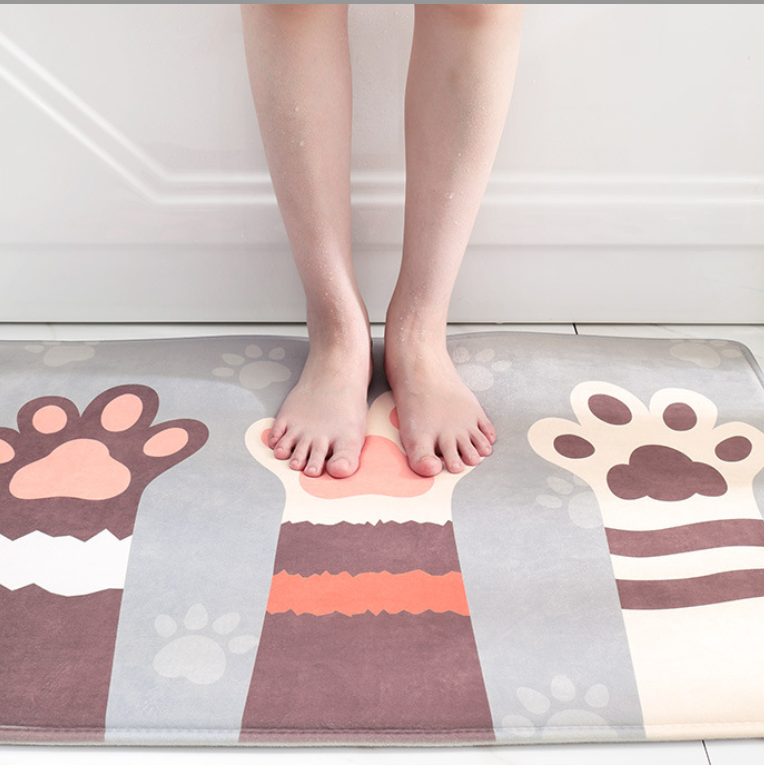 Flannel Cartoon Cat Paw Carpet