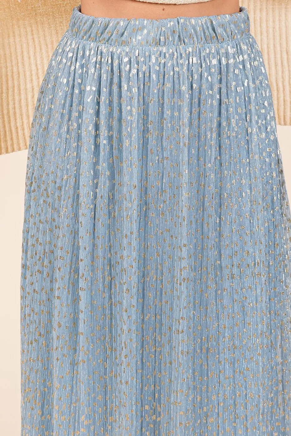 Metallic Glitter Speckle Print Elastic Midi Skirt