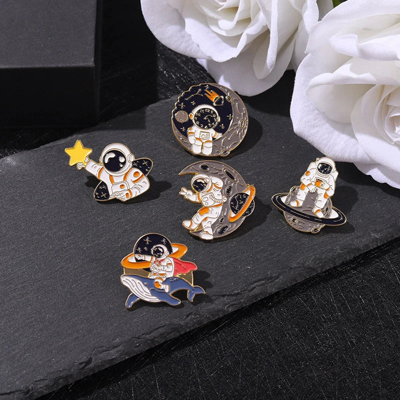 Astronaut Whale Shape Pins