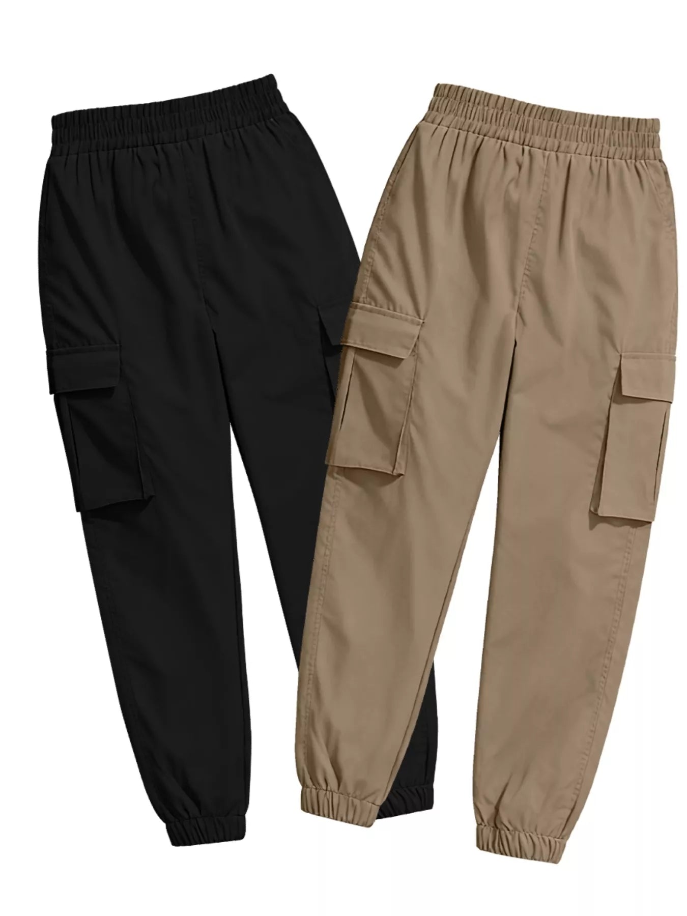 2 Piece Elastic Waist Cargo Pants