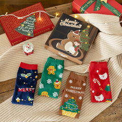 Cute Cartoon Christmas Gift Box Socks