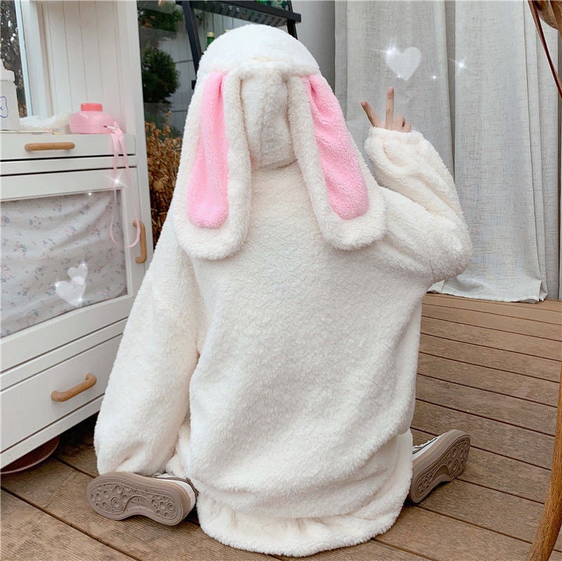 Cute Bunny Ears Plush Coat