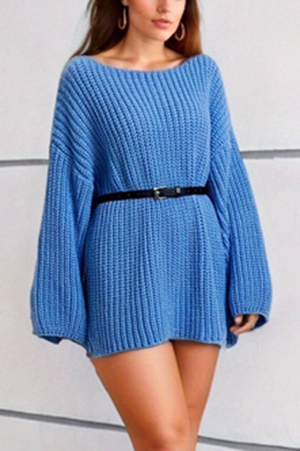 Dropped Shoulder Mini Sweater Dress