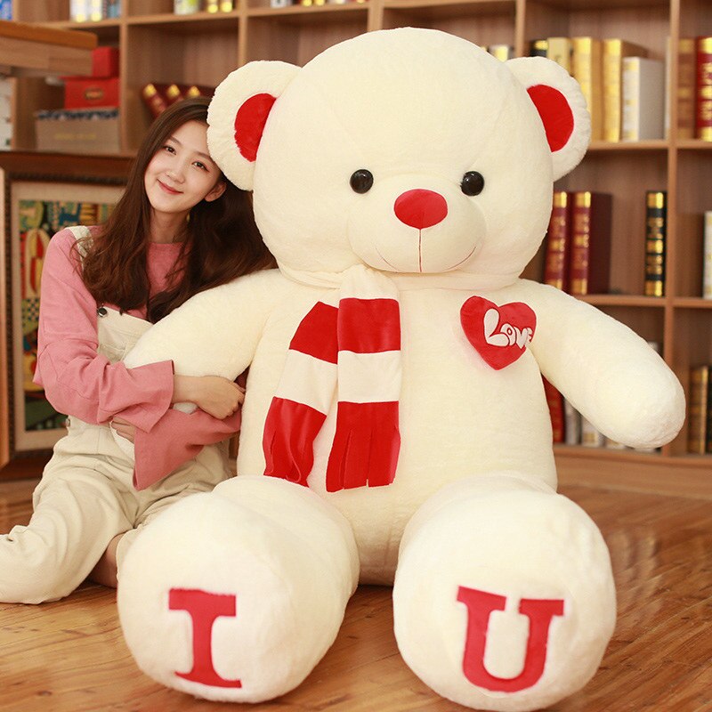 80/100cm Big I LOVE YOU Teddy Bear Plush Toy Lovely Huge Stuffed Soft Bear Doll Lover Bear Kids Toy Birthday Gift For Girlfriend