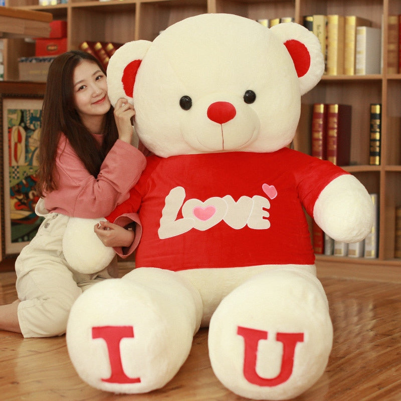 80/100cm Big I LOVE YOU Teddy Bear Plush Toy Lovely Huge Stuffed Soft Bear Doll Lover Bear Kids Toy Birthday Gift For Girlfriend