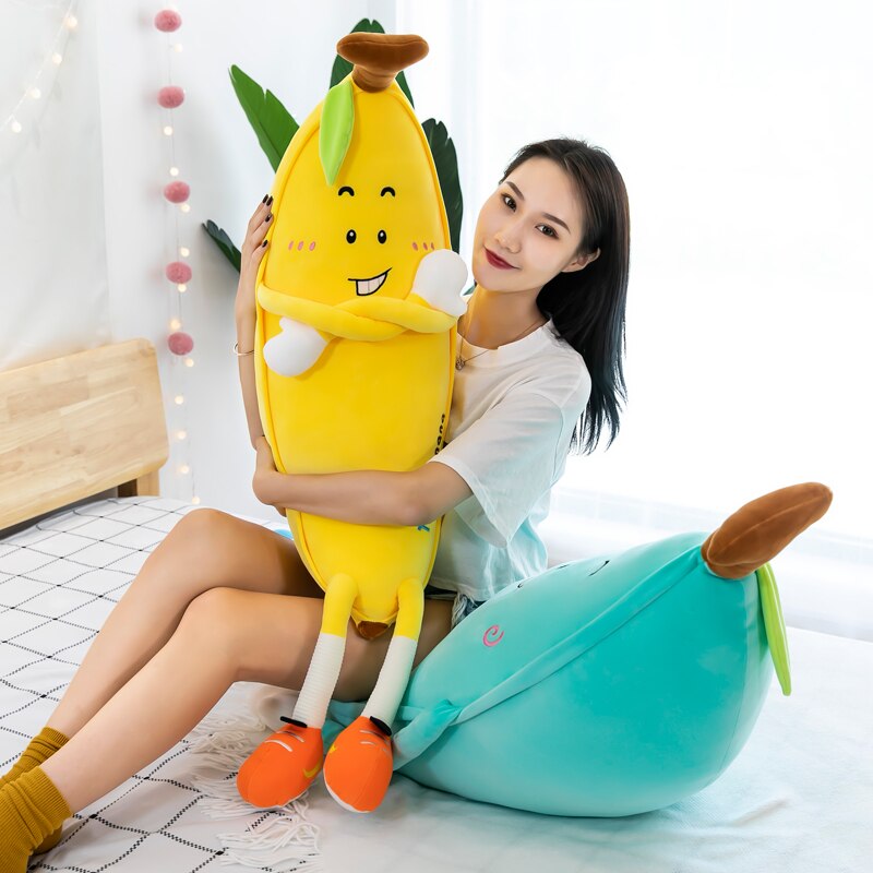 80-135cm Giant Soft Cartoon Banana pillow Plush Toys Stuffed Fruit Cushion Pillow Creative Girls Valentine's Gift Plush Toy Doll