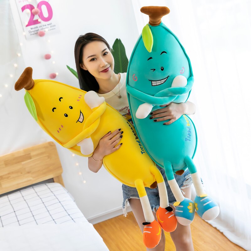 80-135cm Giant Soft Cartoon Banana pillow Plush Toys Stuffed Fruit Cushion Pillow Creative Girls Valentine's Gift Plush Toy Doll