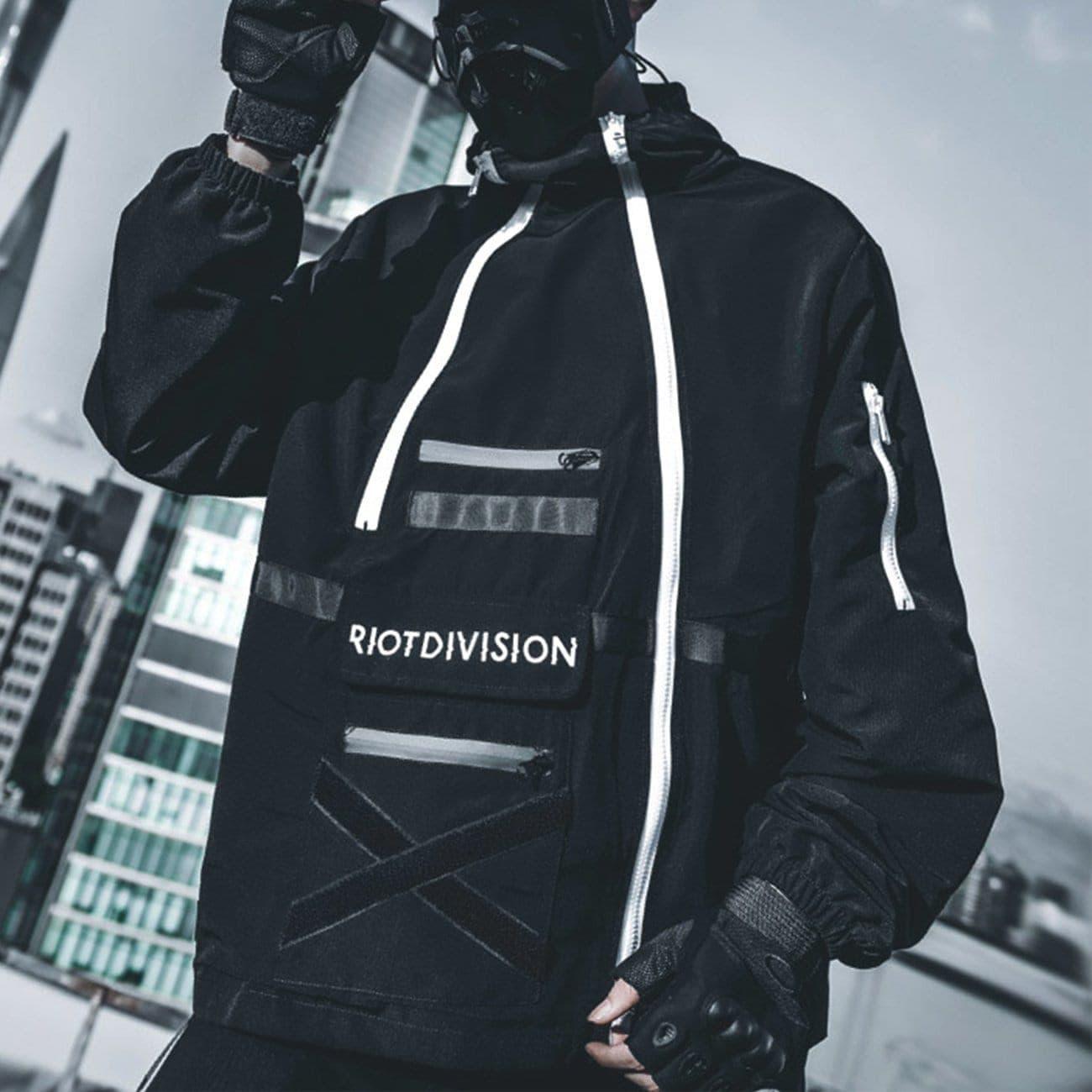 Irregular Zip Up Print Cargo Jacket