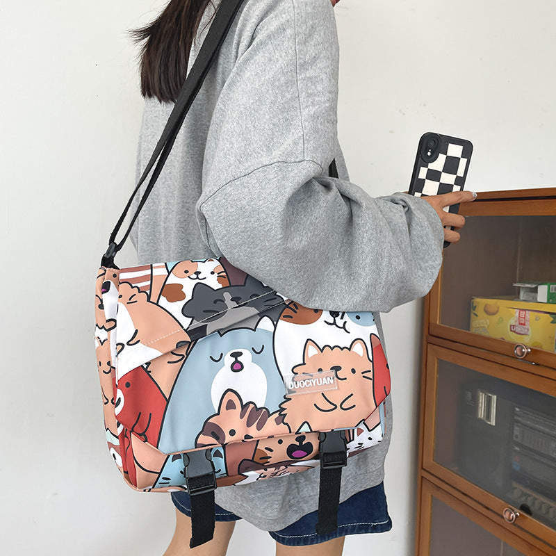 Funny Personality Cartoon Cat Messenger Bag