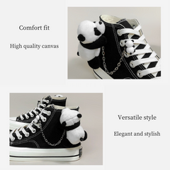 Cute 3D Panda High Top Personalized Canvas Shoes