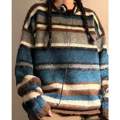 80s Vintage Indie Aesthetic Stripes Knitted Sweater