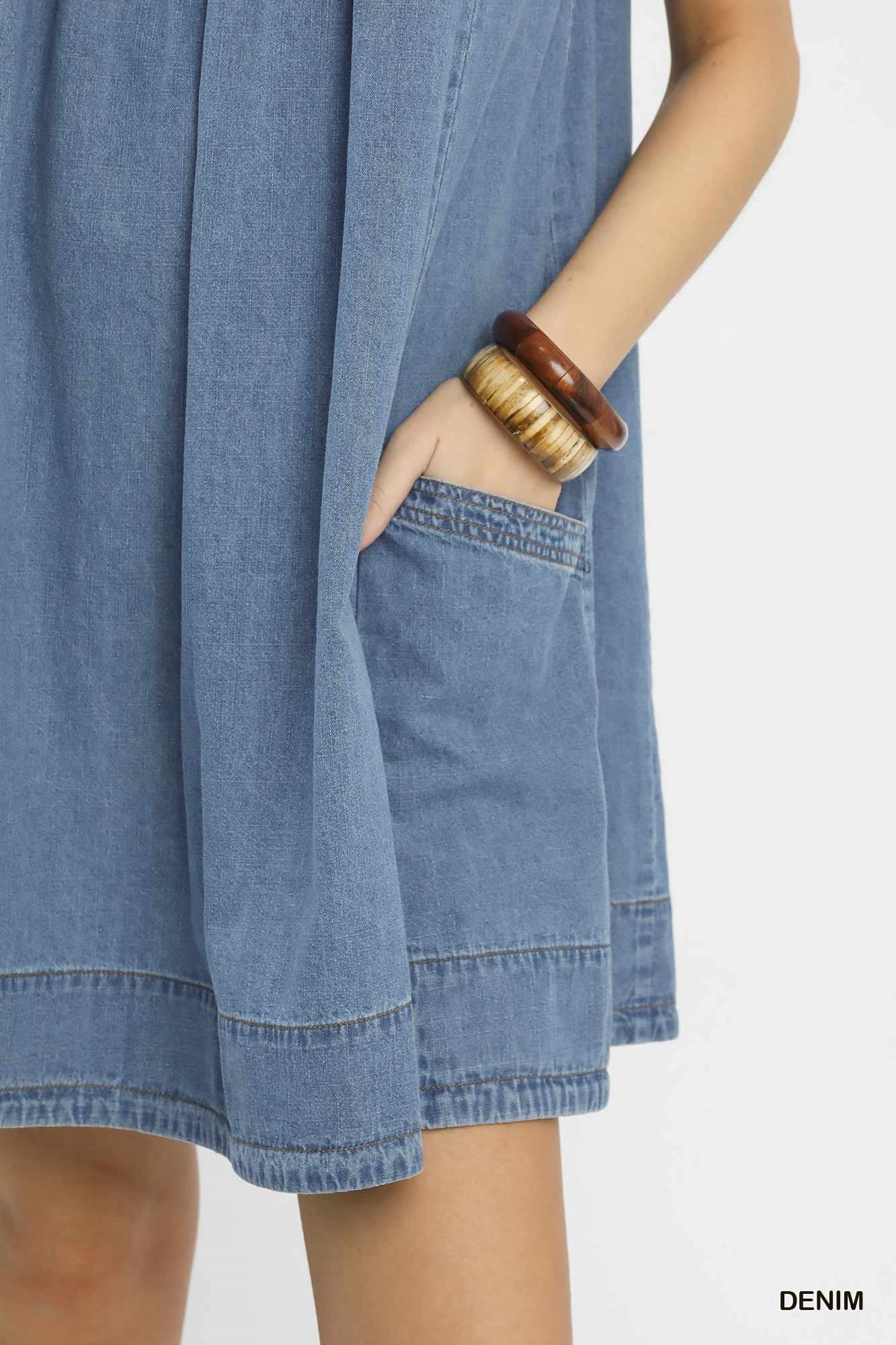 Stone Washed Denim Mini Dress