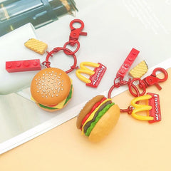 Cute Simulation Fries Burger Keychain