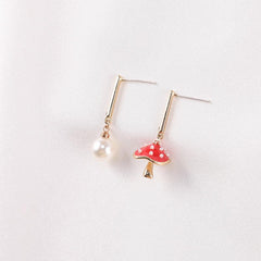 Kawaii Asymmetric Mushroom Earrings