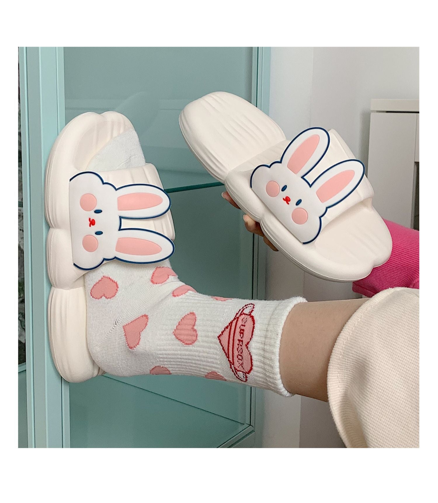 Summer Cute Bunny Stripe Slippers