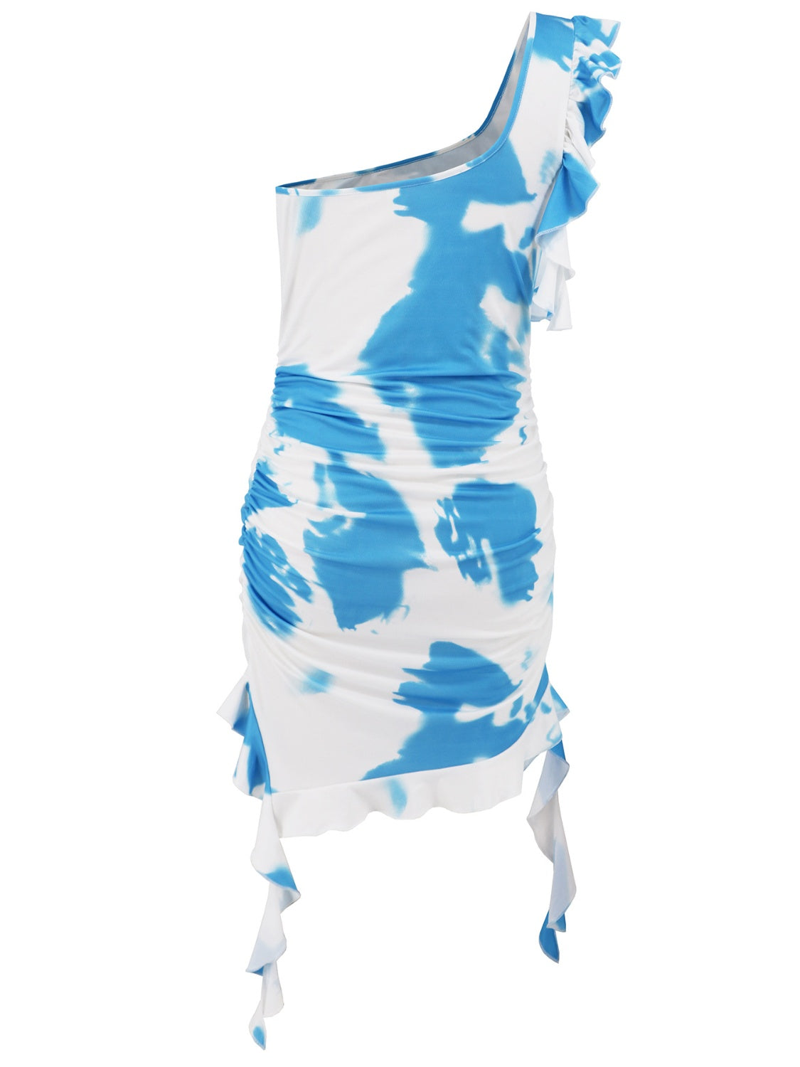 Ruffled Single Shoulder Mini Dress