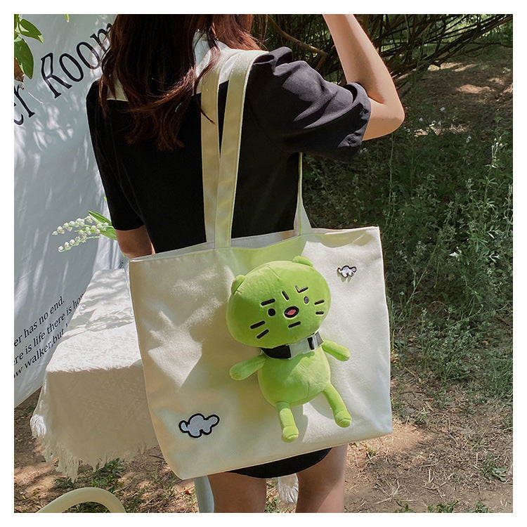 Funny Green Cat Tote Bag