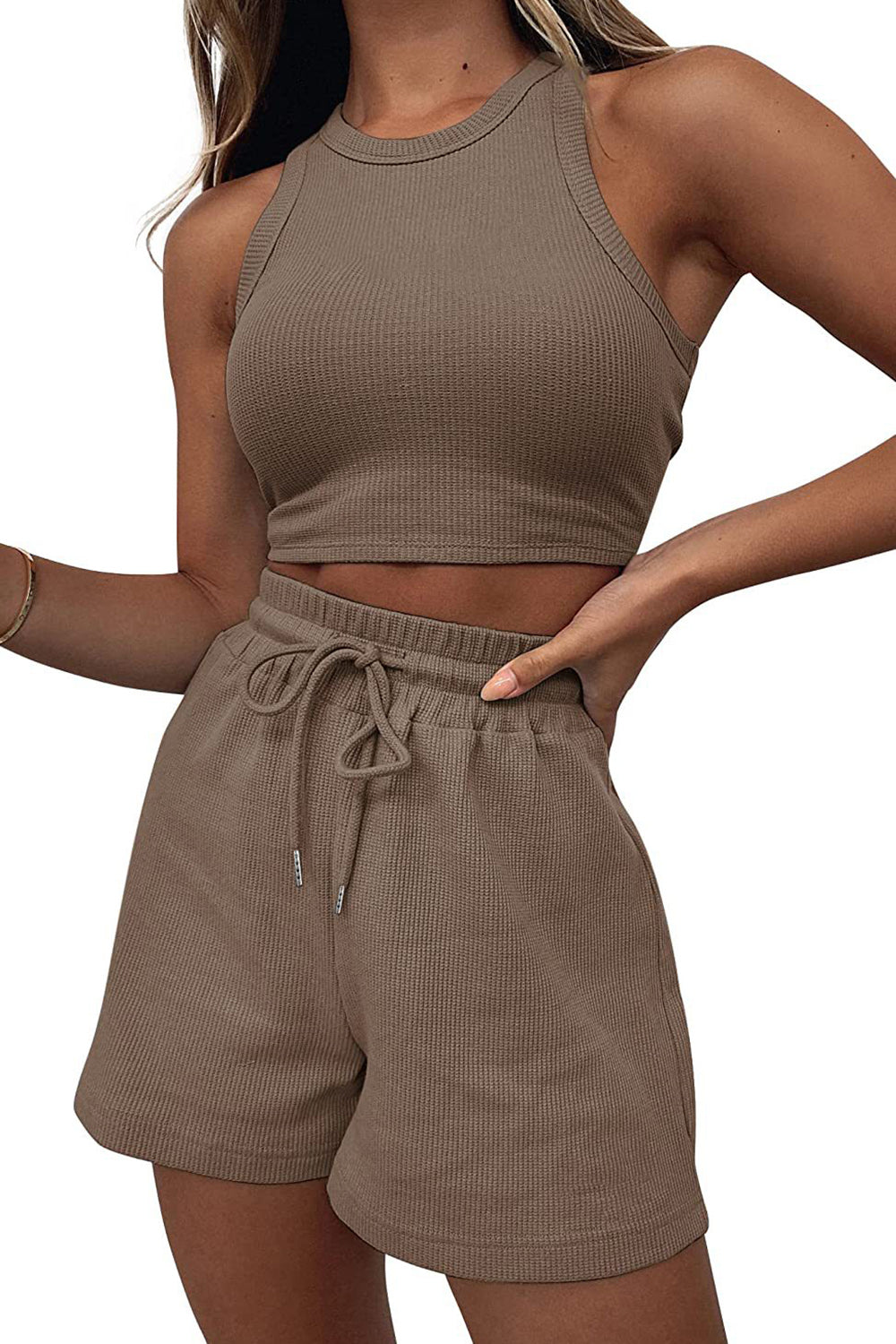 Top and Drawstring Shorts Set