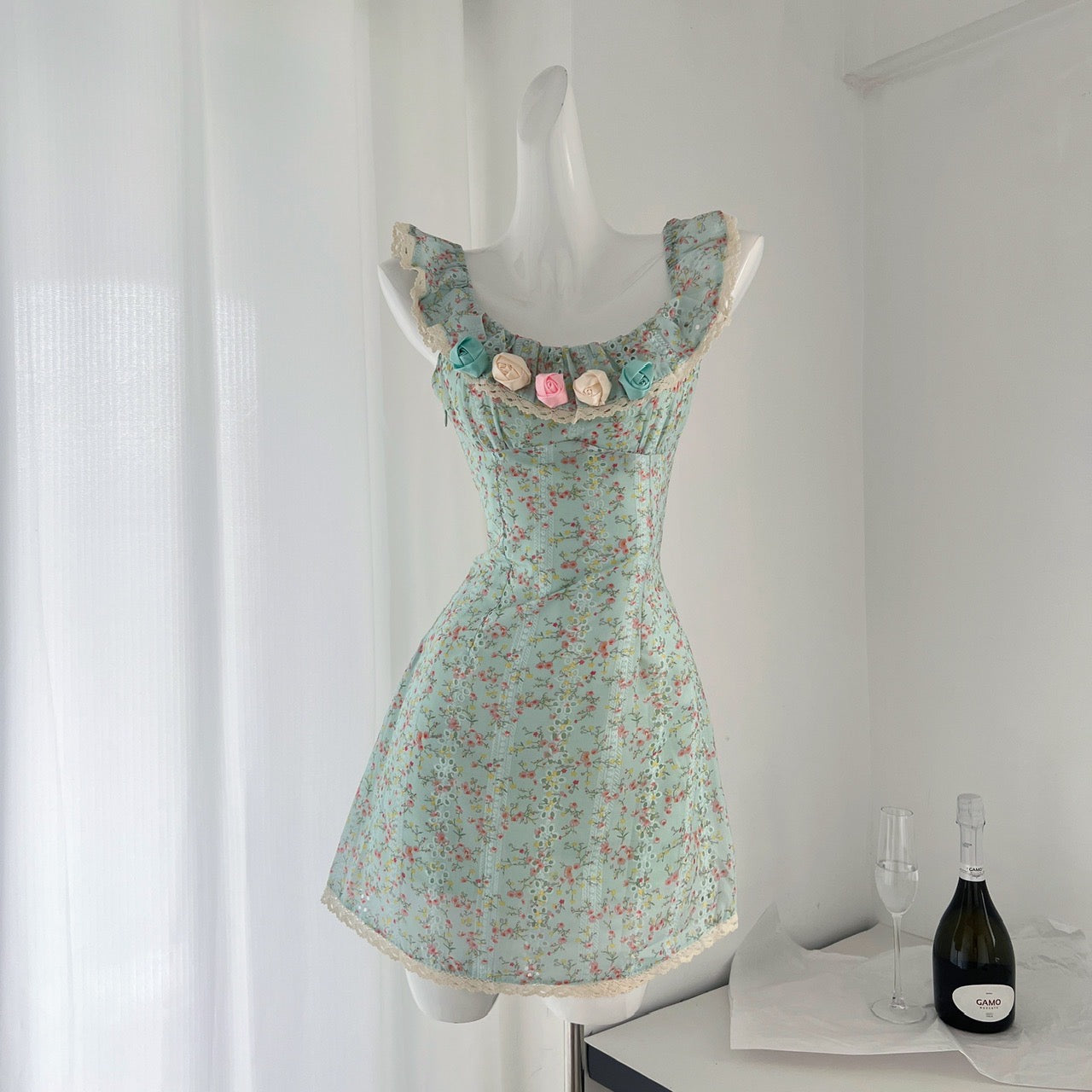 Lotus Rose Garden Fitted Cottagecore Dress