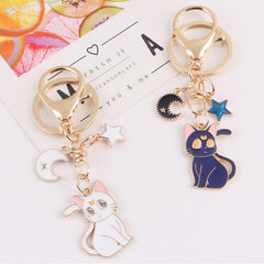 Moon Star Cat Keychain