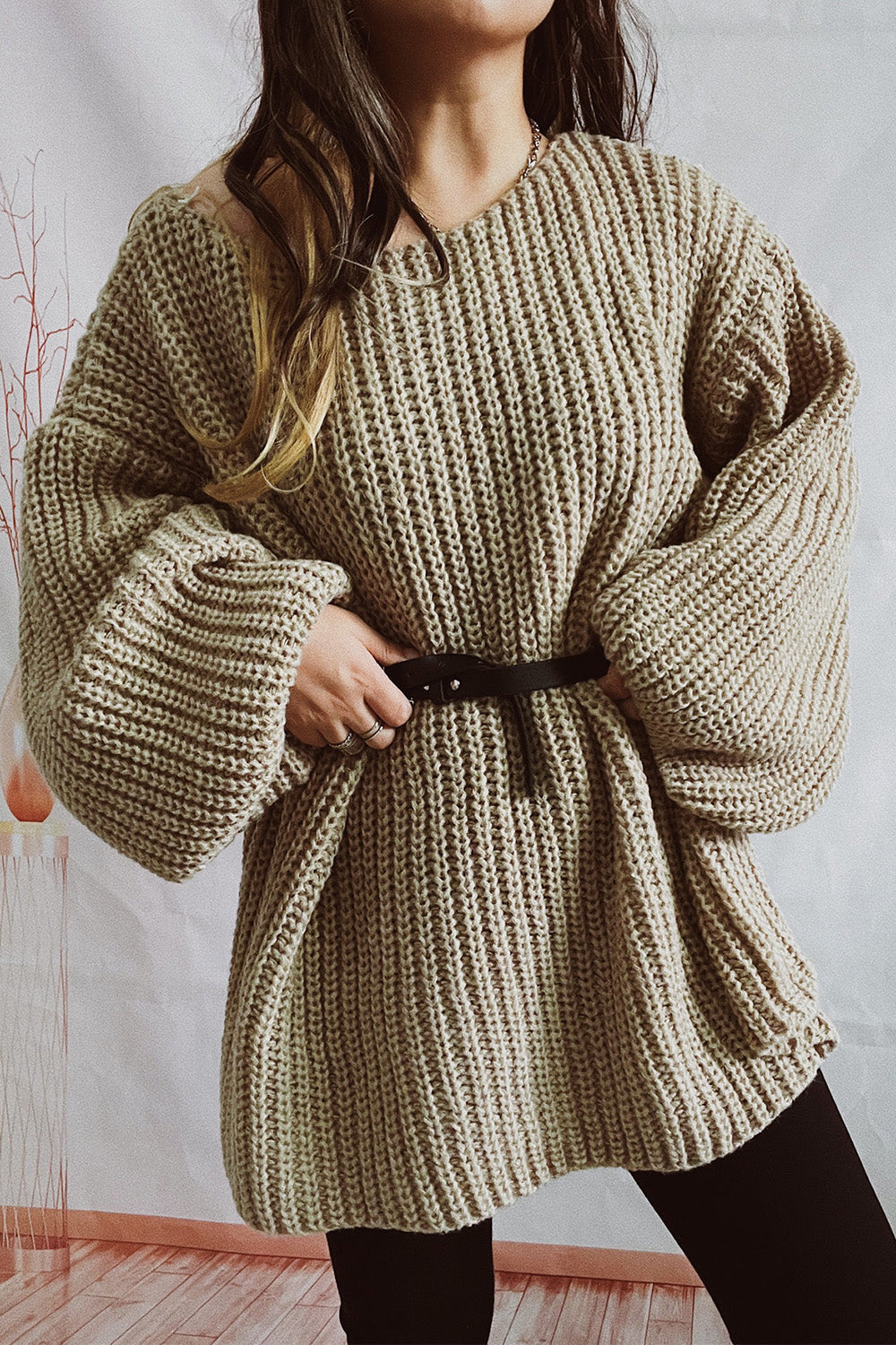 Dropped Shoulder Mini Sweater Dress