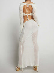 Long Sleeve Top and Skirt Cover Up Set