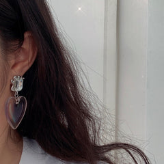 Jelly White Double Heart Earrings