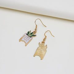 Cartoon Potted Green Plants Earrings