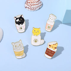 Creative Cartoon Coffee Cat Pins