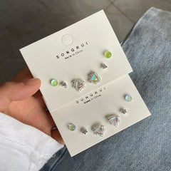 Aurora Bright Love Stud Earrings/Ear Clip Set