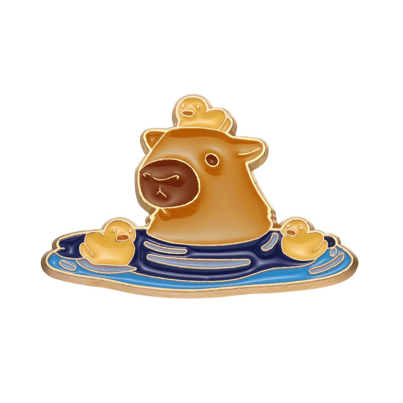 Cute Bathing Capybara-Shaped Pins