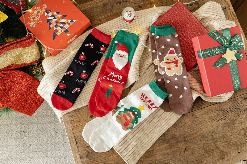 Cute Cartoon Christmas Gift Box Socks