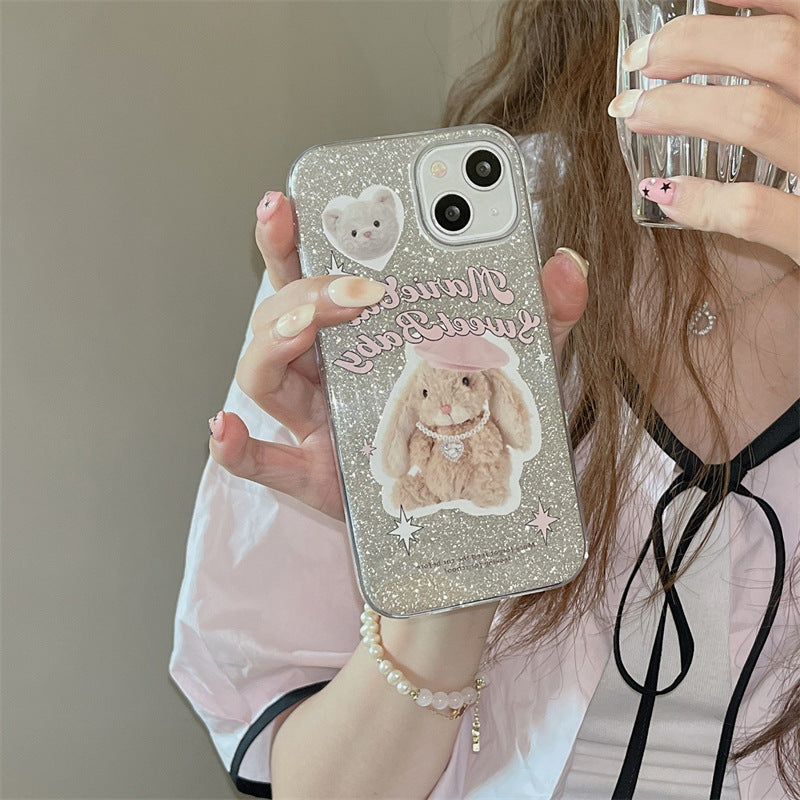 Cute Glitter Rabbit Doll Phone Case