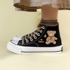 Cute Bear High Top Casual Canvas Shoes