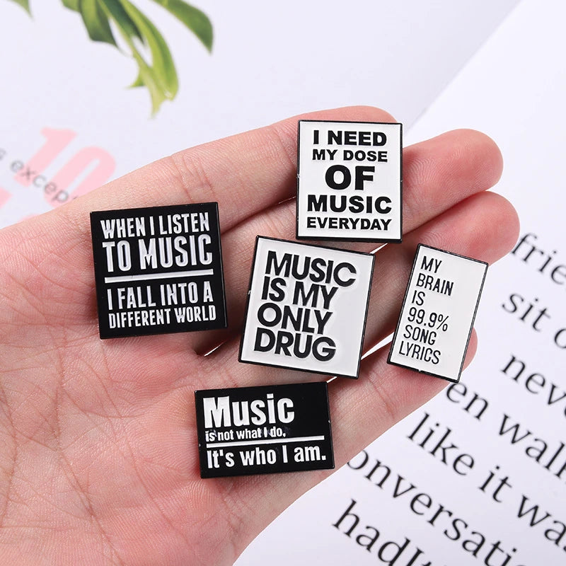 Black White Letters Pins