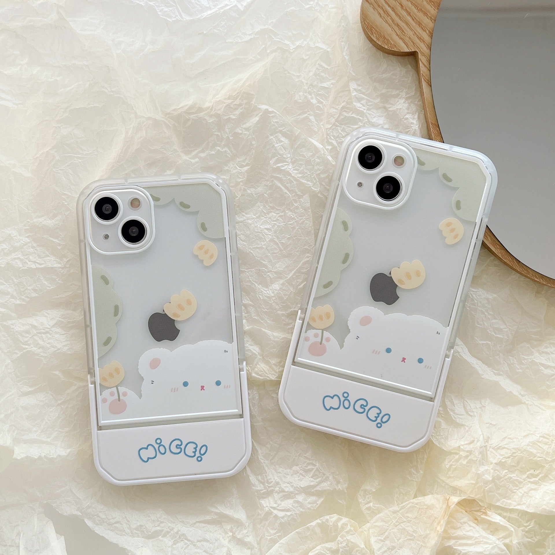 Flower Nice Bear Hidden Stand Phone Case