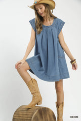 Stone Washed Denim Mini Dress