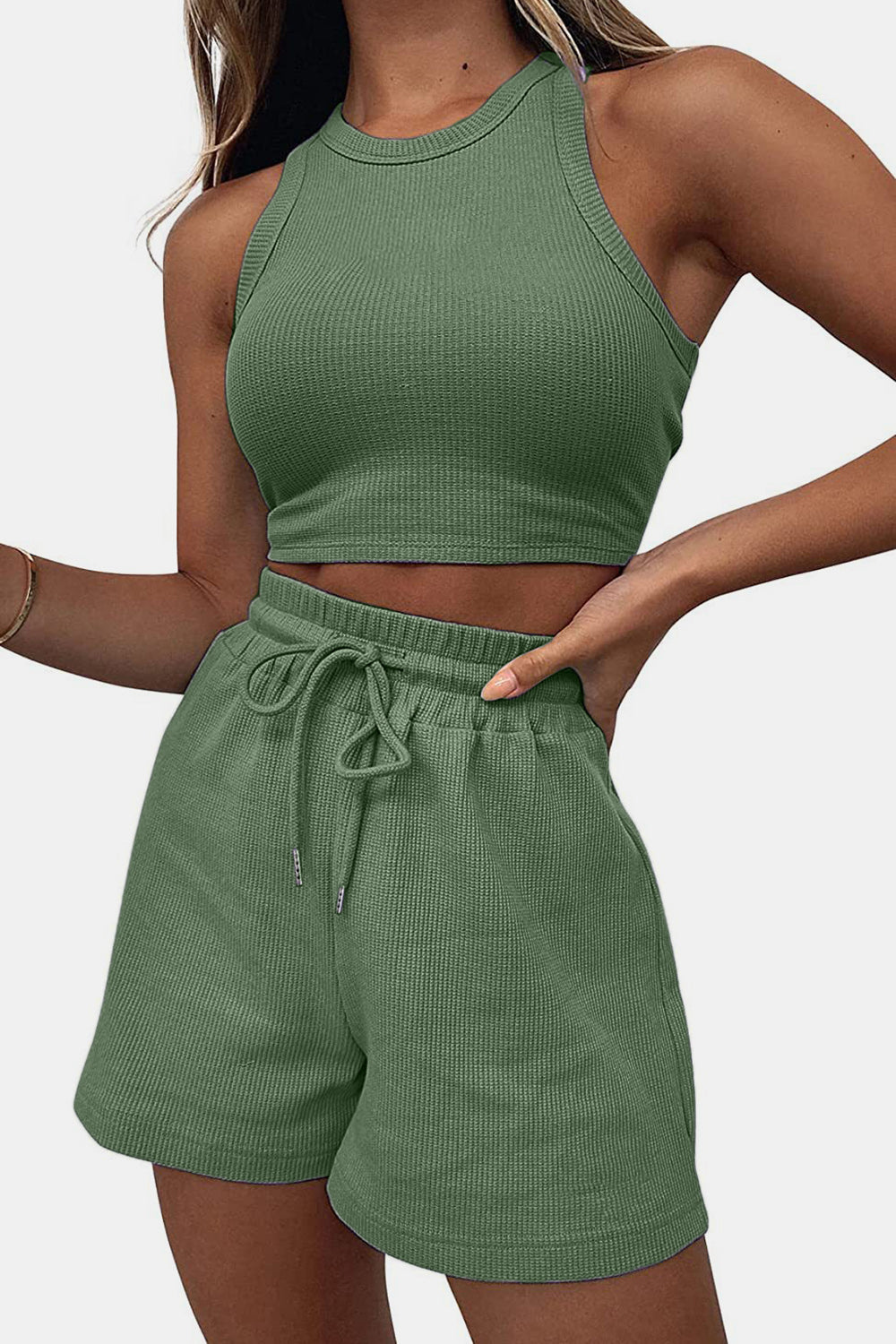 Top and Drawstring Shorts Set