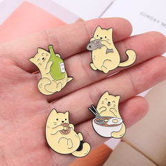 Creative Cute Greedy Cat Pins