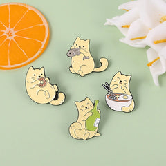 Creative Cute Greedy Cat Pins