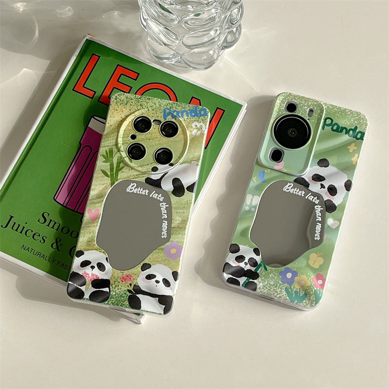 Mirror Green Panda Flowers Phone Case