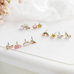 Cute Rainbow Animals Earrings*4pcs