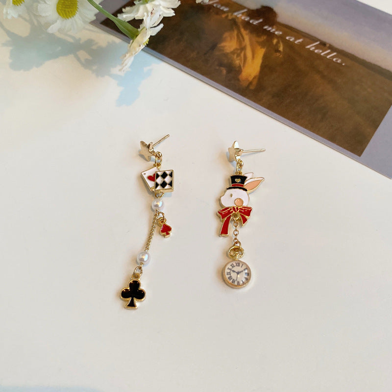 Cute Bunny Playing Card Earrings