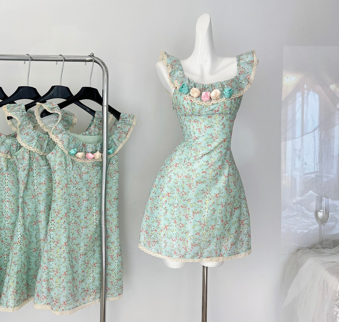 Lotus Rose Garden Fitted Cottagecore Dress