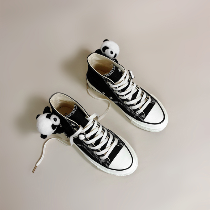 Cute 3D Panda High Top Personalized Canvas Shoes