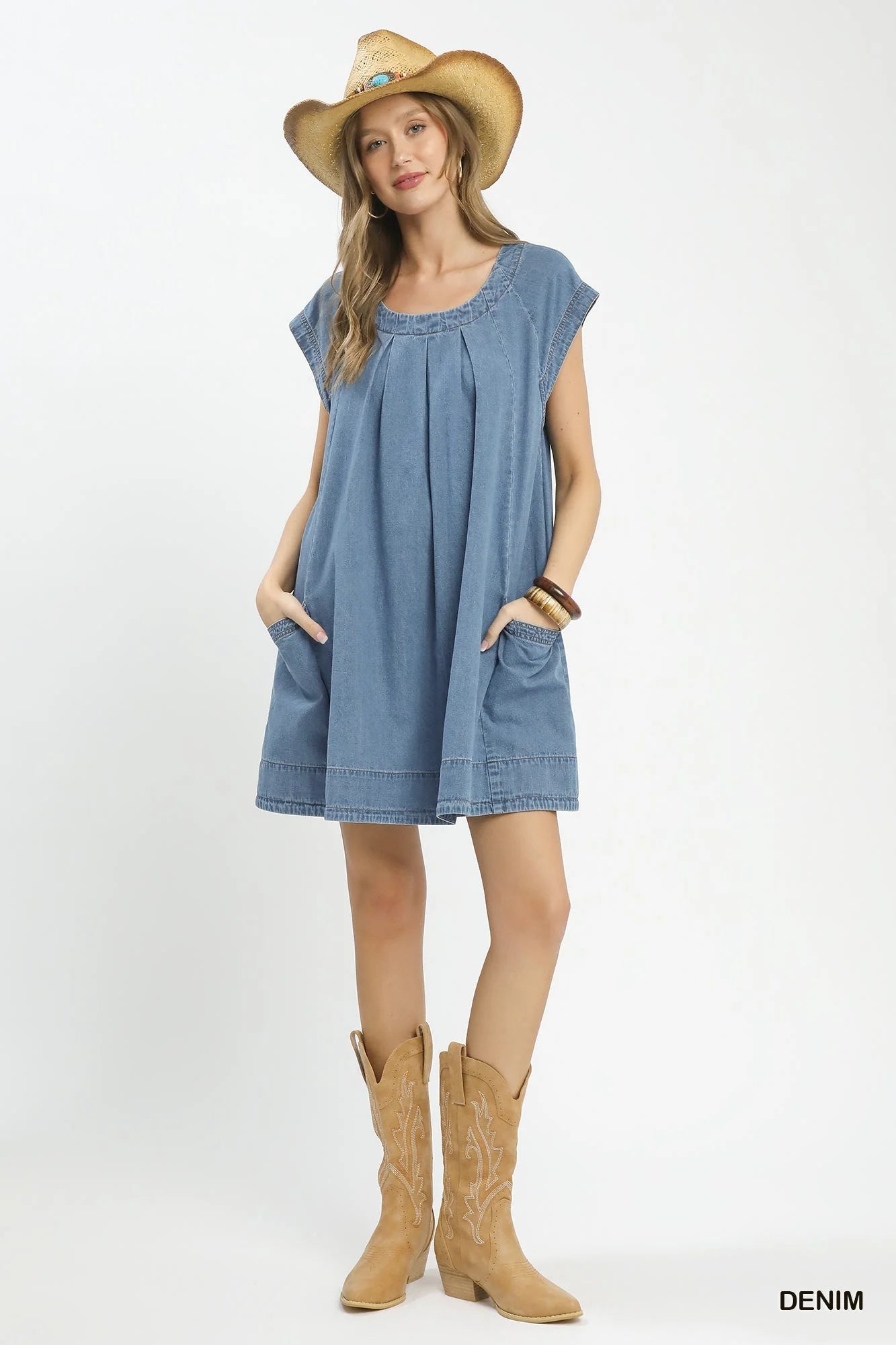 Stone Washed Denim Mini Dress