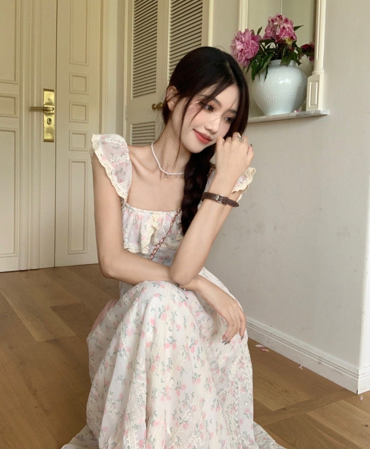Summer End Vintage Floral Cottagecore Dress