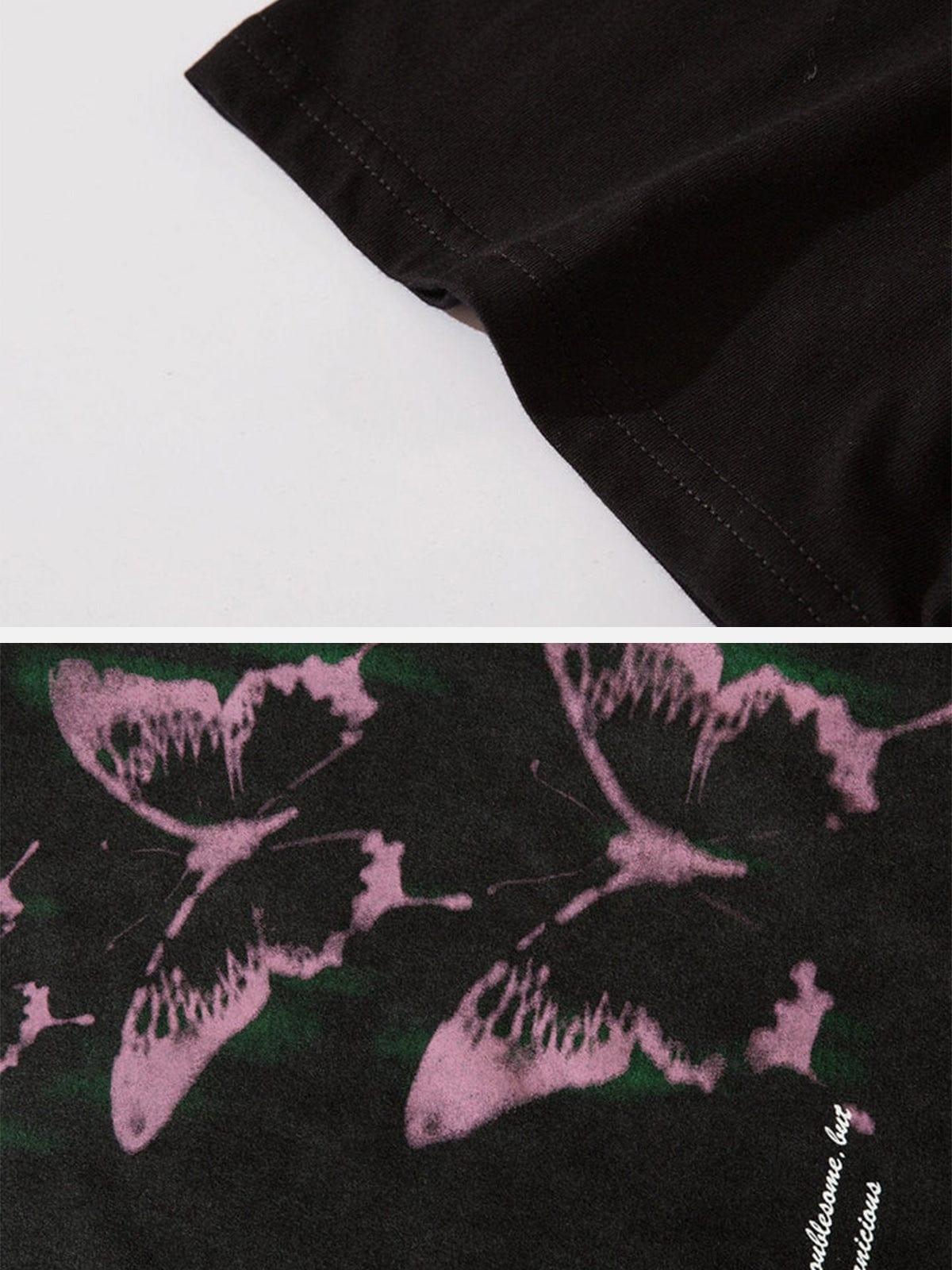 Punk Butterfly Graphic Washed Tee
