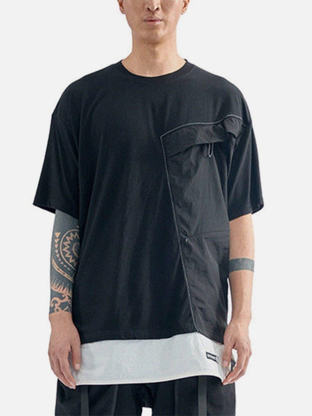 Cyberpunk Fake Two Patchwork Cotton Tee