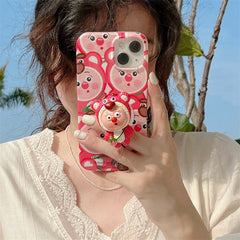 Cute Strawberry Bear Stand Phone Case